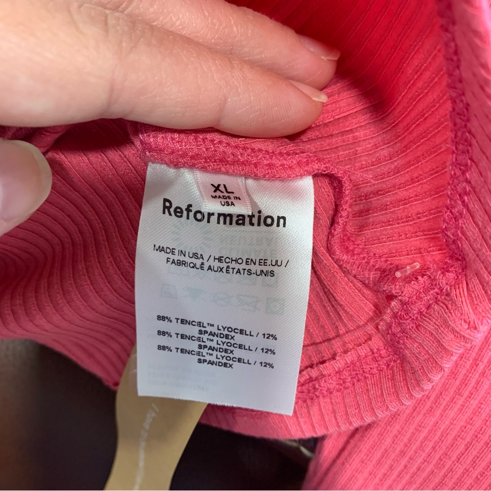 Reformation NWT Elin Knit Top Cropped Ribbed Pink Y2K Size XL - Picture 9 of 12